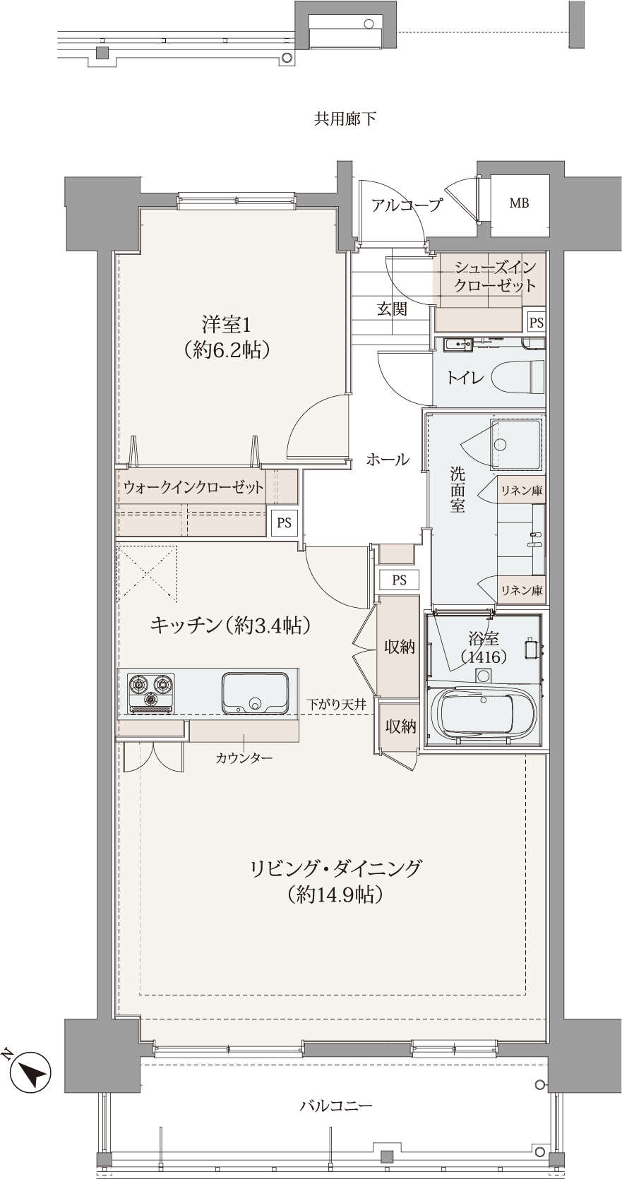 Cタイプ 2LDK 間取り図