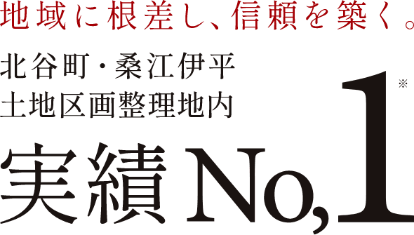 地域に根差し、信頼を築く。北⾕町・桑江伊平⼟地区画整理地内 実績No.1